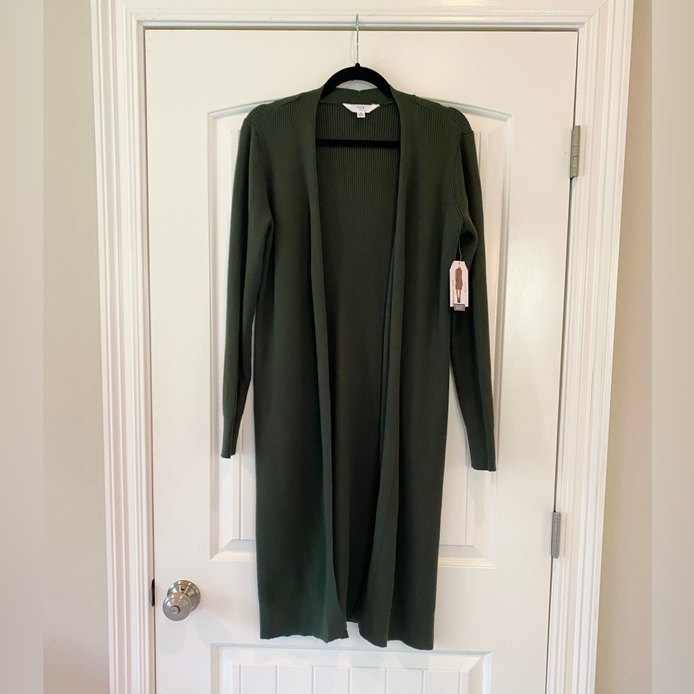 Time and Tru Women's Long Cardigan - Dark Green